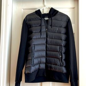 Polo sweatshirt jacket with front down puffer